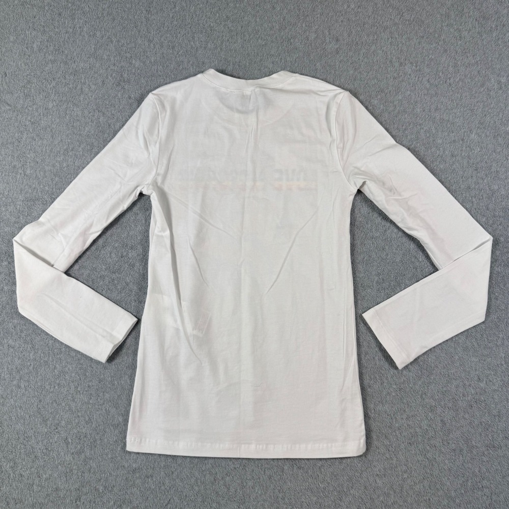 Y2K Love Moschino T-Shirt Women White Rainbow Logo Long Sleeve Top Size 2 - Picture 2 of 8